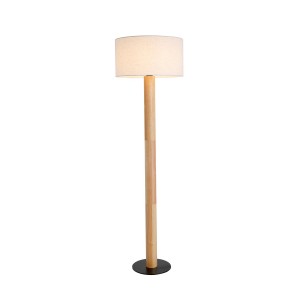 Natural Wood(D80mm) floor lamp with Fabric shade
