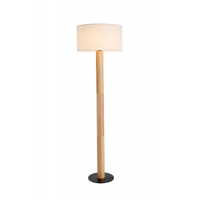 Natural Wood(D80mm) floor lamp with Fabric shade